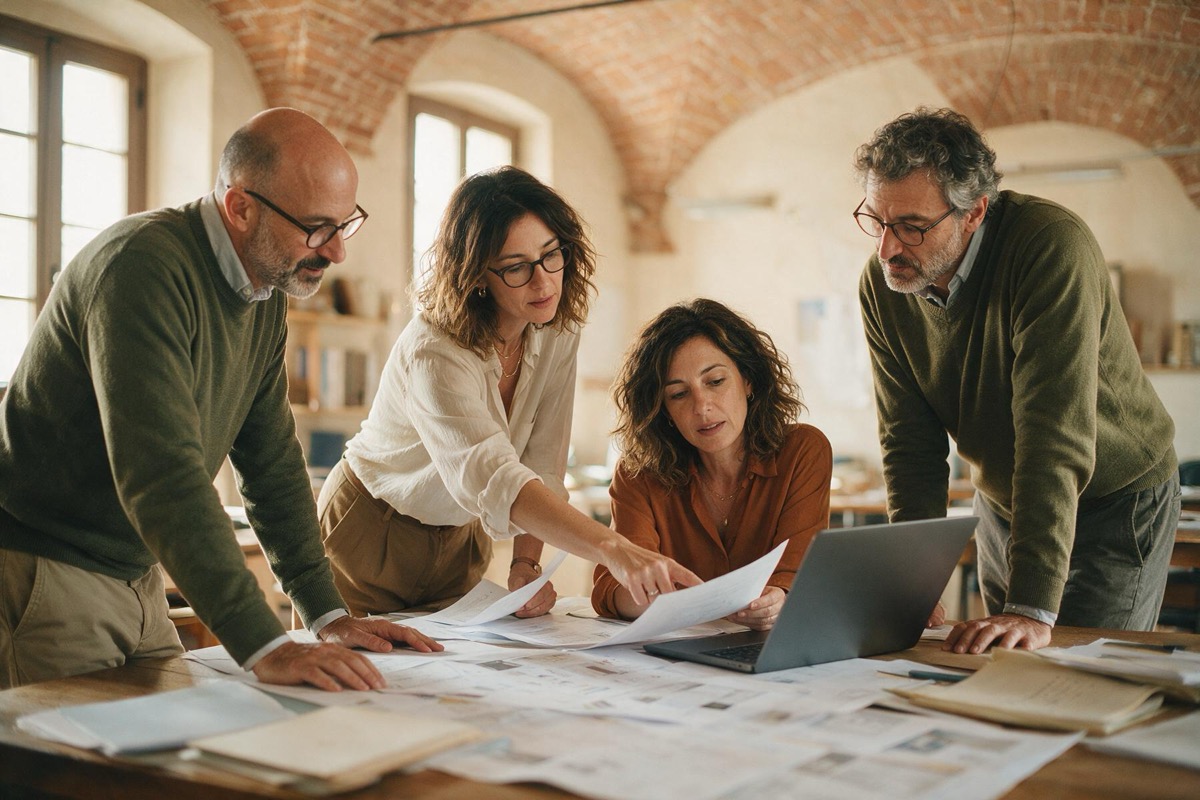 I collaboratori dello studio al lavoro su una pratica