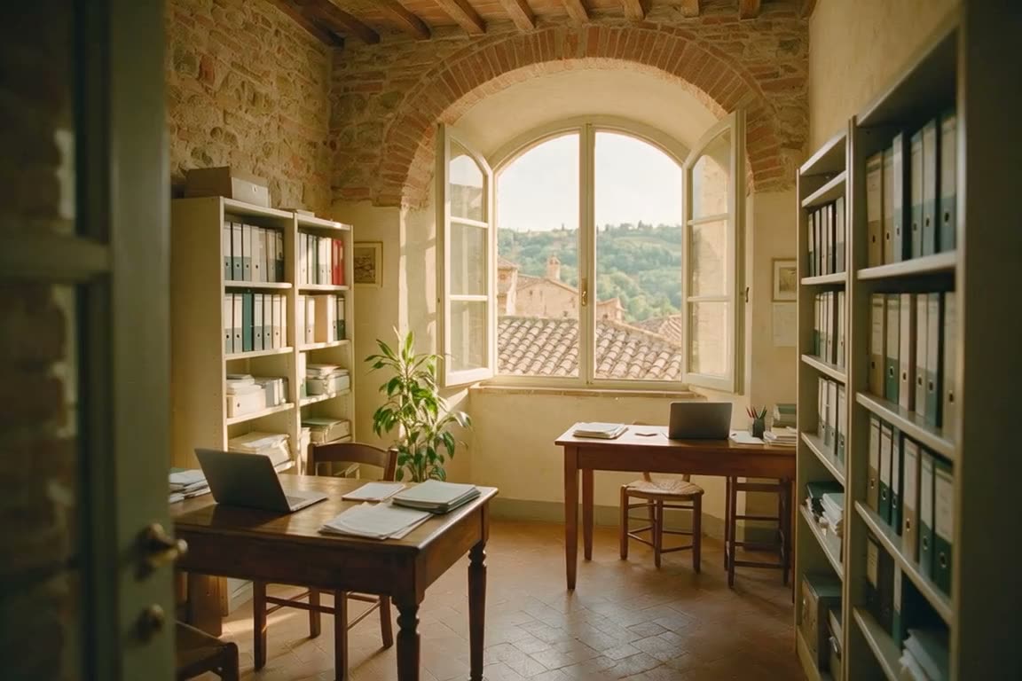 Lo studio con la finestra sulle colline